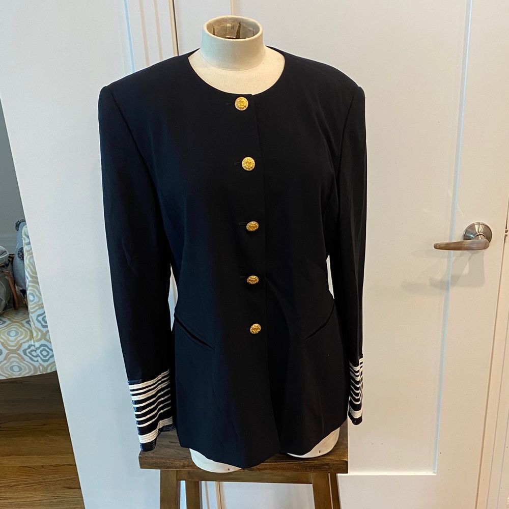 Escada Vintage Button Blazer With Nautical Flair